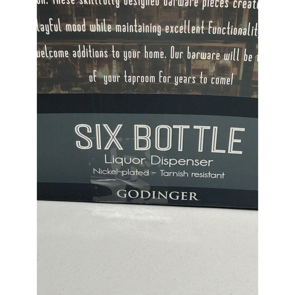 Godinger Taproom Tavern Collection Six Bottle Liquor Dispenser Nickel Plated